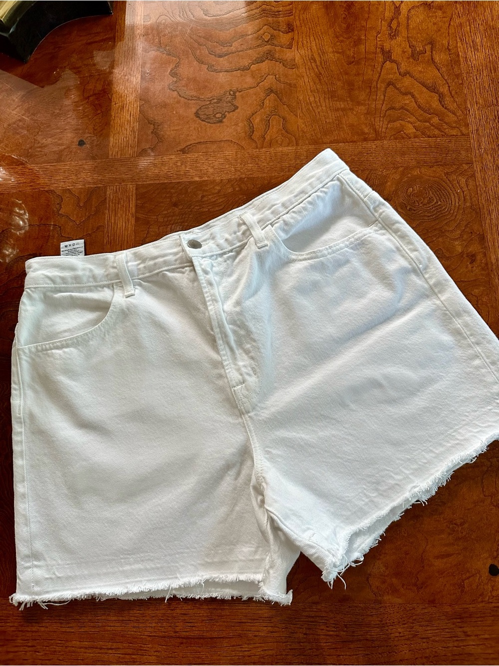 J Brand frayed, high rise shorts